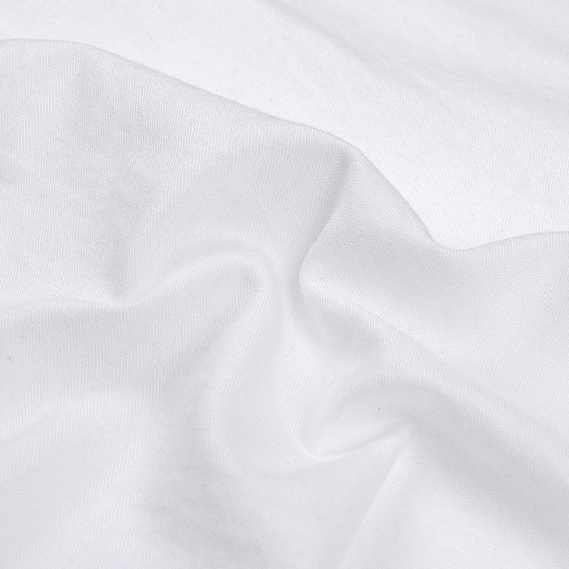 Cotton white air wash herringbone twill fabric